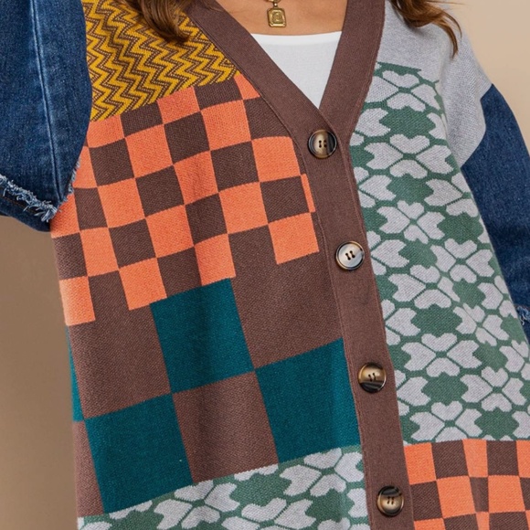 Laguna Multi Print + Denim Sleeve Cardigan - Picture 7 of 10